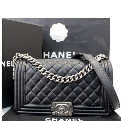 chanel black boy bag crosshatch|Chanel bags for boys.